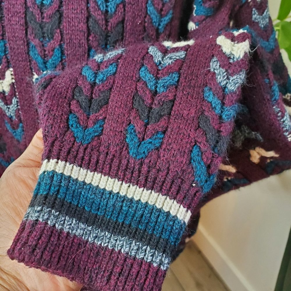 VINTAGE | Jantzen Crewneck Multicolour Cable Knit Pullover Sweater (Size L) - Picture 10 of 13